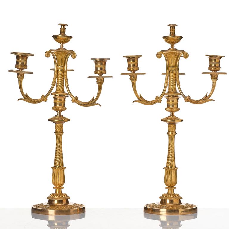 A pair of Empire candelabra.