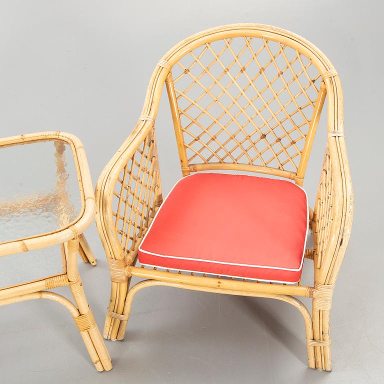 Porch furniture, bamboo, second half of the 20th century, table, 2 chairs.
