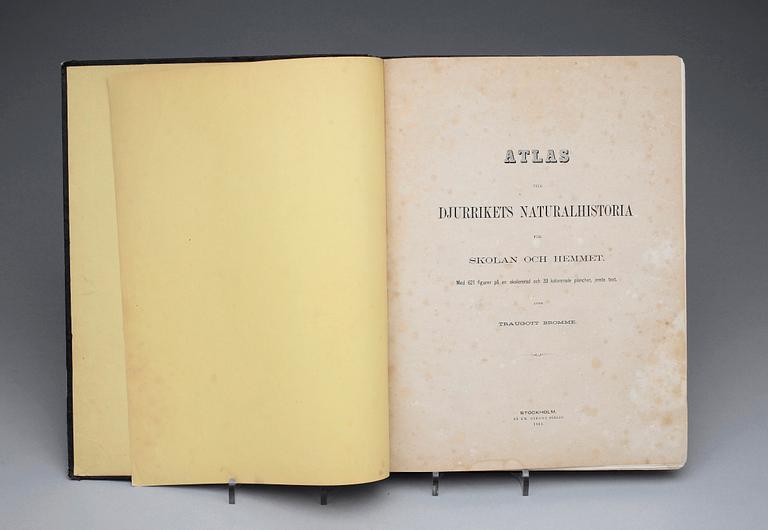 BOK, "Atlas till Djurrikets Naturalhistoria..." av Traugott Bromme, Stockholm 1865.