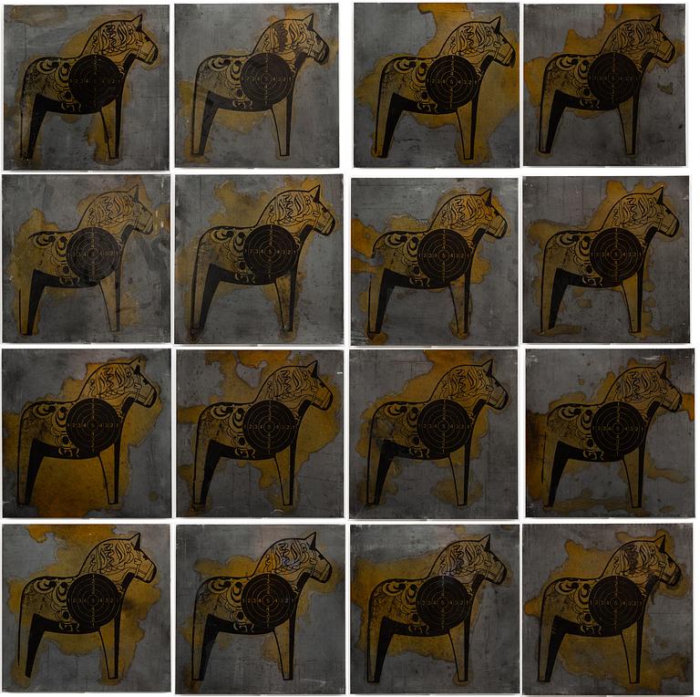 Peter Johansson, "The final solution to the problem of sculpture", polyptyk, 16 delar.