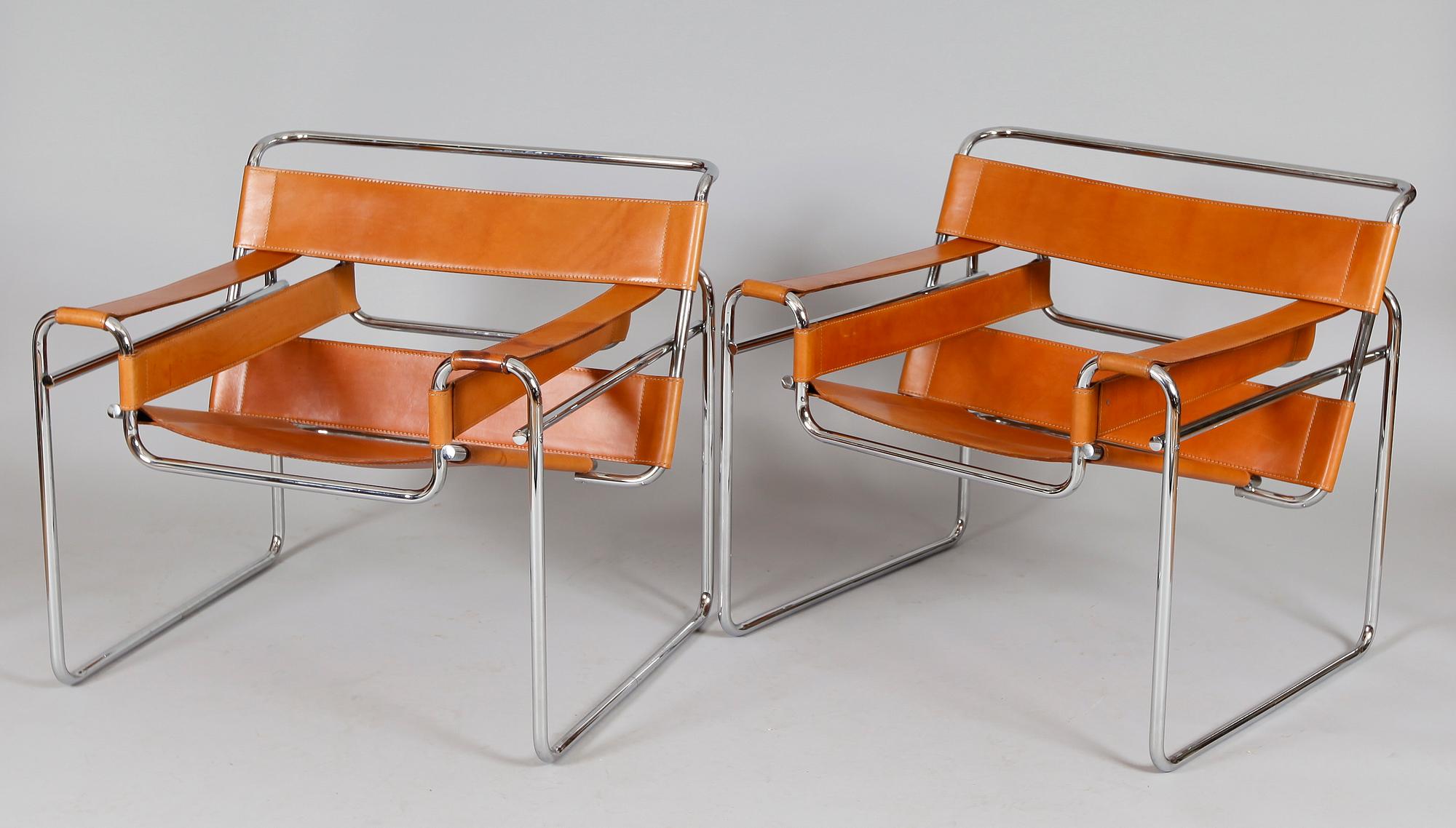 KARMSTOLAR, 1 par, efter Wassily av Marcel Breuer, Fasem, Italien, 1980-tal.