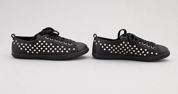 PRADA, two pairs of leather sneakers, size 35,5.