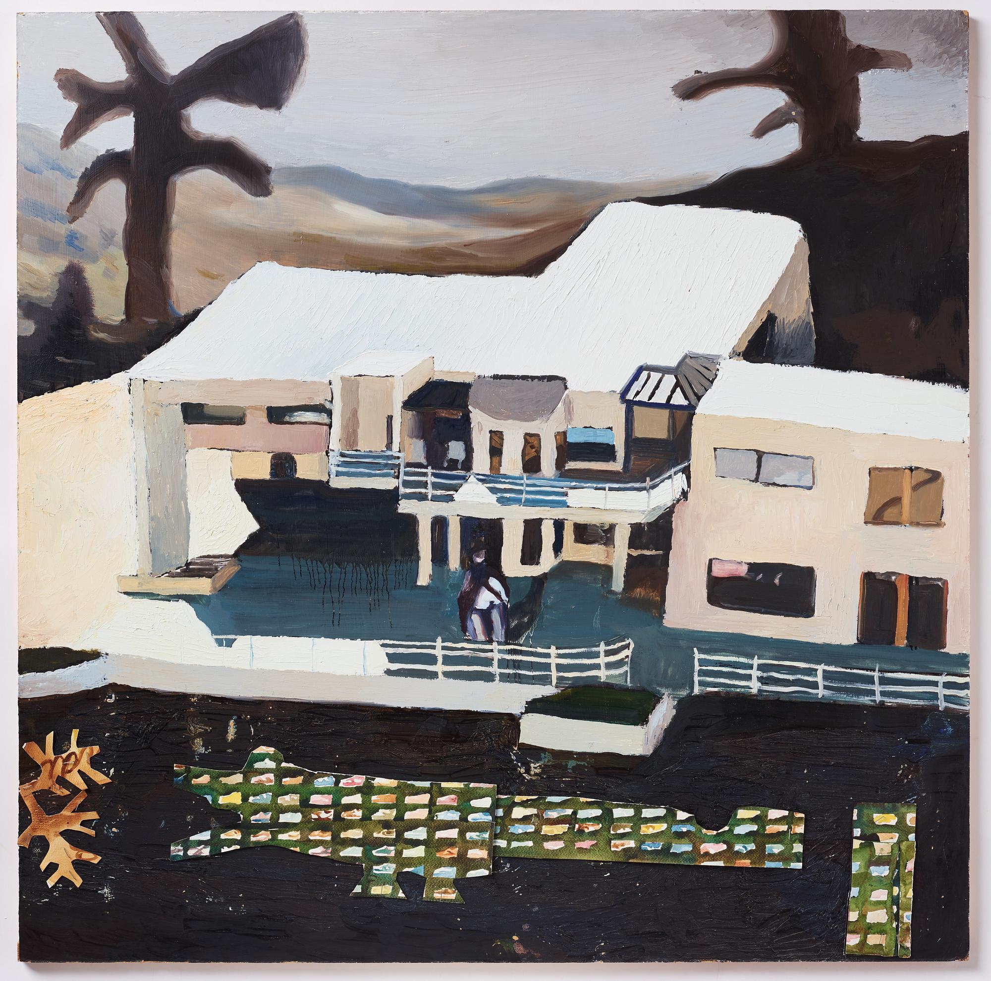 Maurits Ylitalo, oil and collage on panel, signed verso.