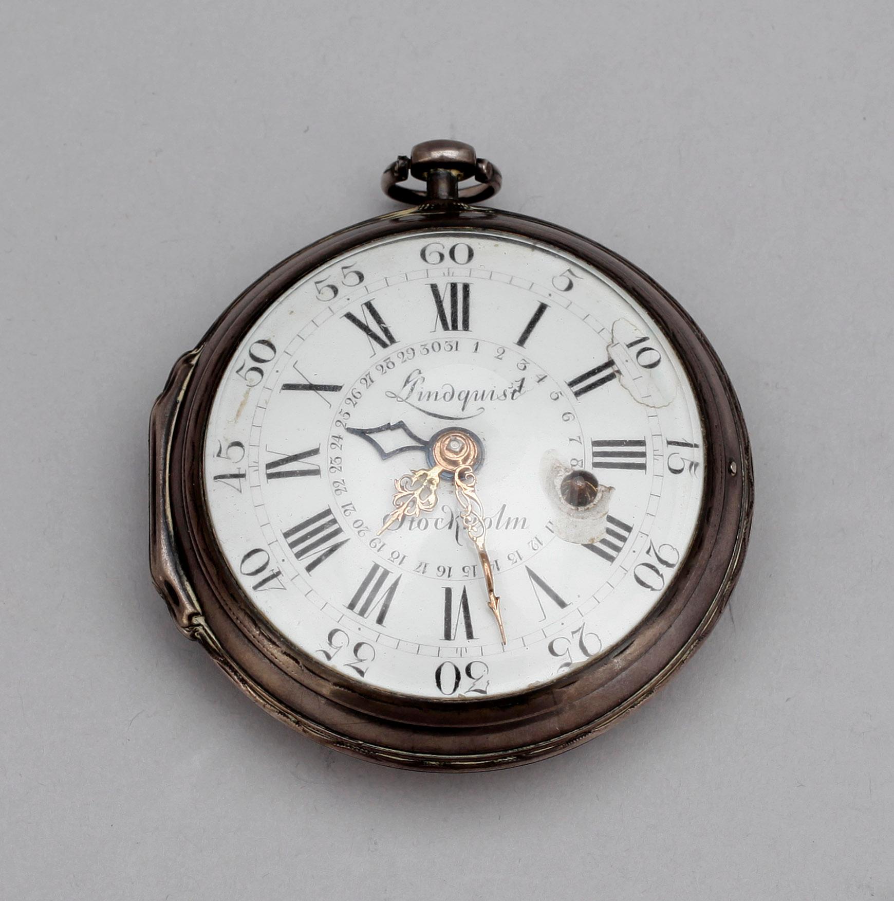 FICKUR, silverboett, Johan Lindquist, Stockholm, Gustaviansk, 1700-tal.