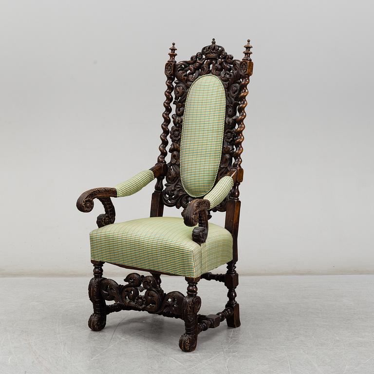 An 18th century baroque armchair.