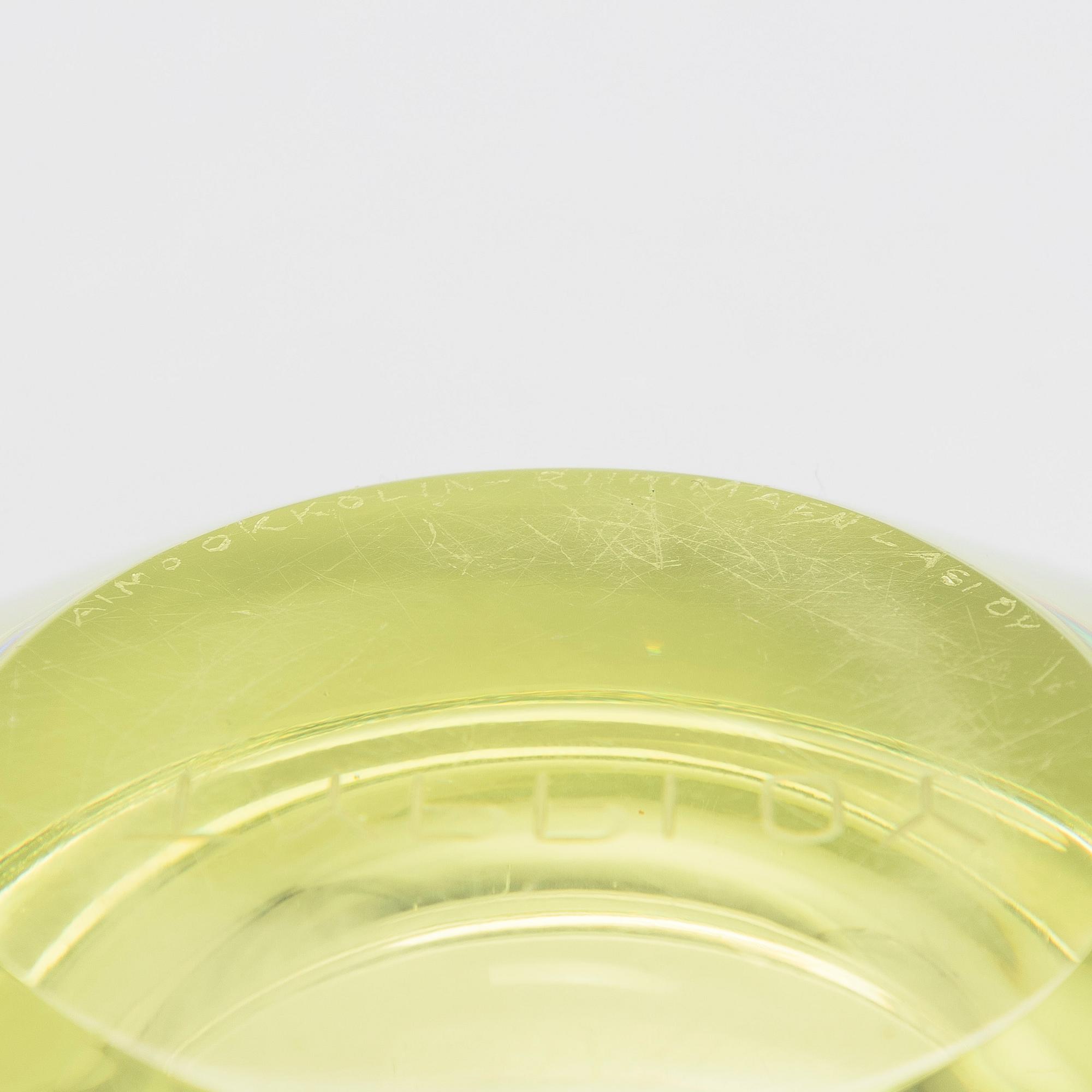 Aimo Okkolin, A' Flying saucer' glass bowl, signed Aimo Okkolin Riihimäen Lasi Oy.
