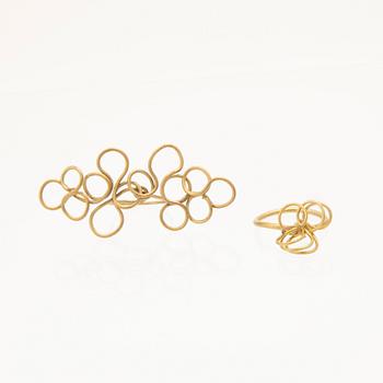 Berit Johansson, bangle and rings 4 pcs brass.