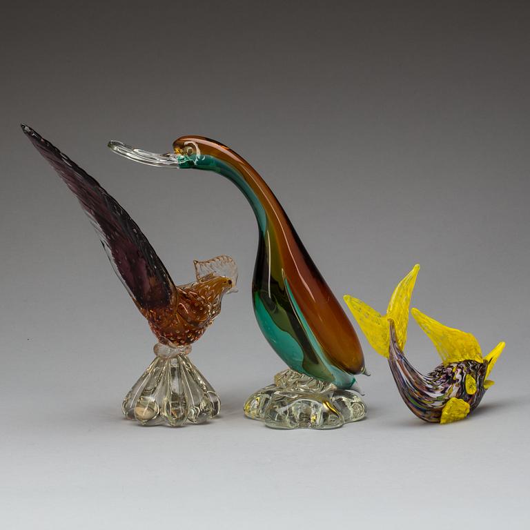 FIGURINER, 3 st. Glas, Murano, Italien.