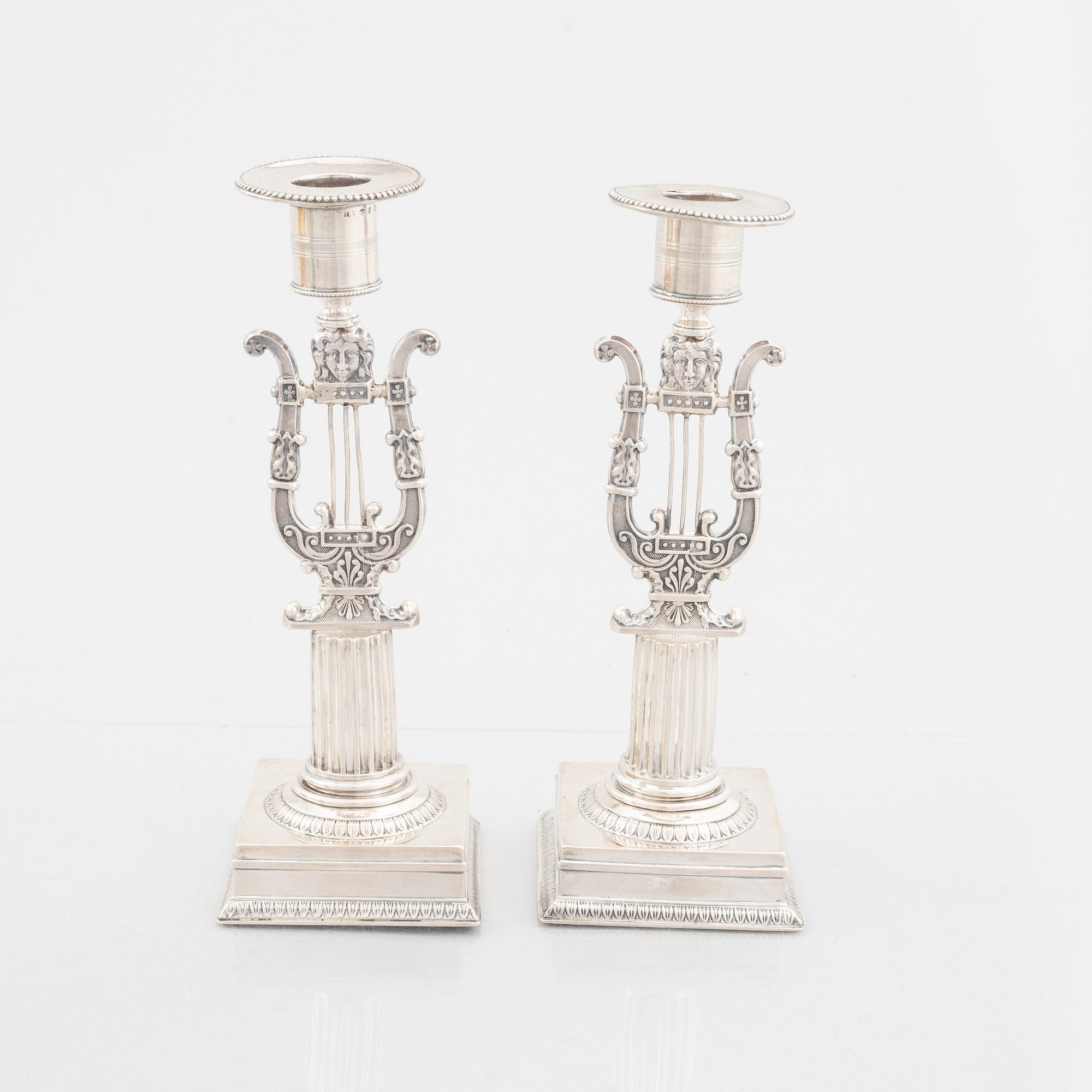 A pair of Swedish silver candlesticks, mark of Adolf Zethelius 1823.