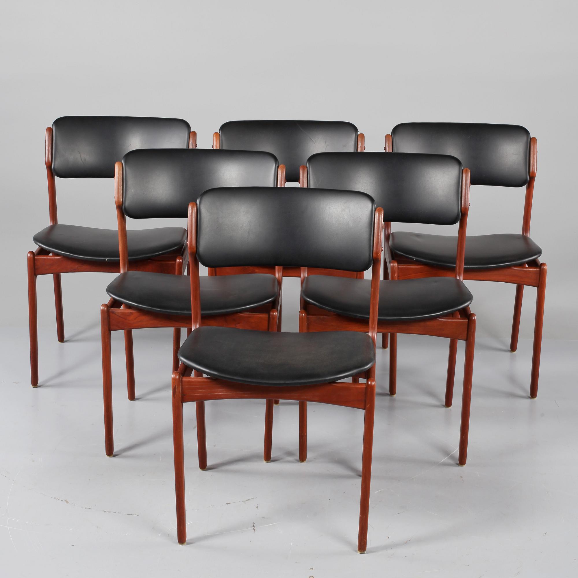 STOLAR, 6 st, "OD 49", Erik Buck, Oddense Maskinsnedkeri A-S, Danmark, 1960-tal.