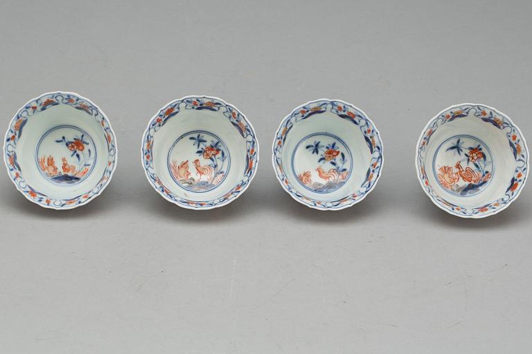 VINKOPPAR, 4 st, porslin, kinesisk Imari-stil.
