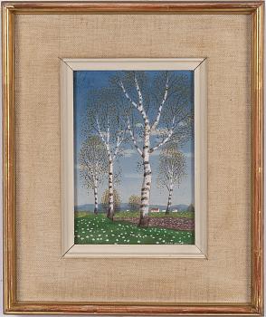 Oskar Bergman, Vårlandskap med björkar.