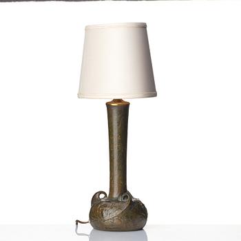 Emy Wahlström, a bronze Art Nouveau table lamp with a maritime motif, cast by Hugo Elmquist, Stockholm.