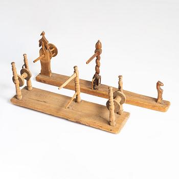 Two Swedish weaving tools, dated 1759.