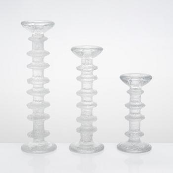 Timo Sarpaneva, a set of eight 'Festivo' glass candlesticks for Iittala.