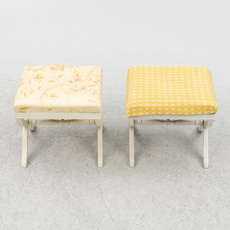 Stools, a pair, Gustavian style, first half of the 20th century.