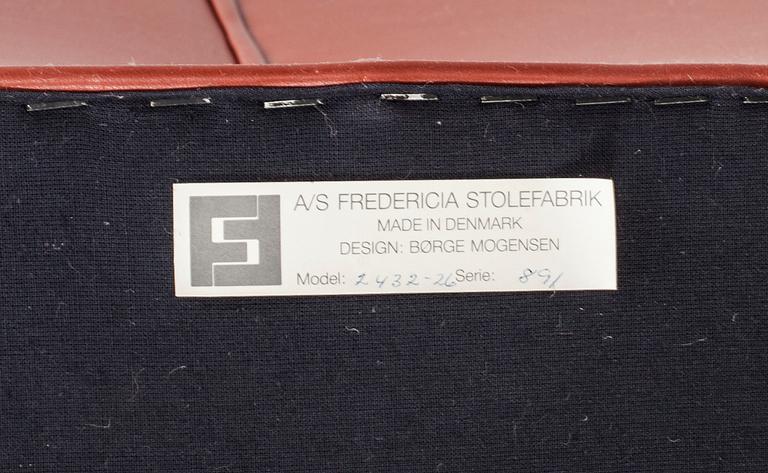 FÅTÖLJ. Börge Mogensen för Fredericia Stolefabrik, modellnummer 2431.