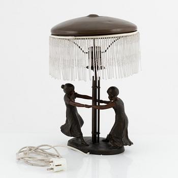 An Art Nouveau bronze table light, early 20th Century.