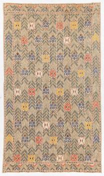A flet weave "Rågen" drape by Märta Måås-Fjetterström, tapestry on linen foundation, c. 250 x 148 cm.