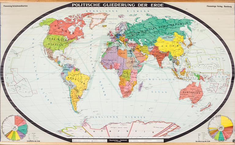 VÄRLDSKARTA, "Politische Gliederung der Erde". Hamburg.