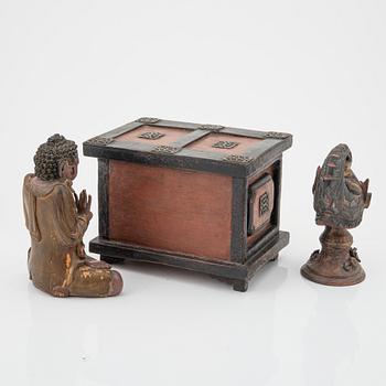 A chest and two deities, Indonesia, Jakarta, 20th Century.