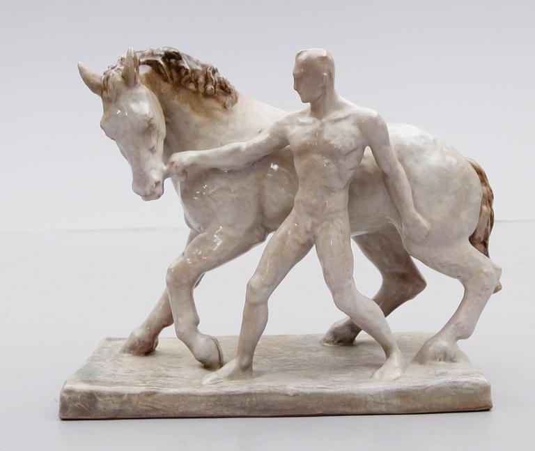 FIGURGRUPP, lergods, Else Bach, Karlsruhe, nr 4417, otydligt signerad, 1900-talets mitt.