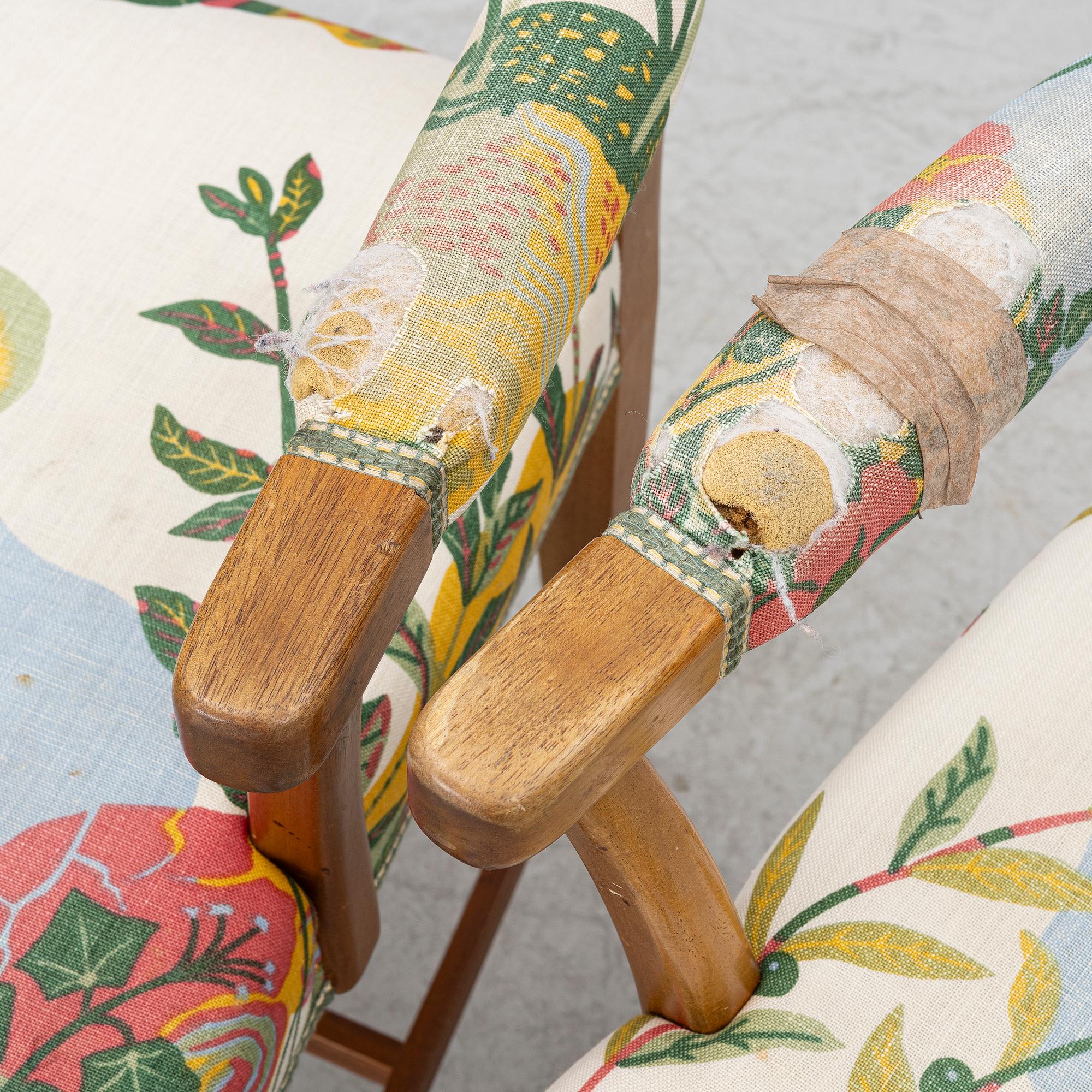 Josef Frank, a pair of model 695 armchairs, Svenskt Tenn.