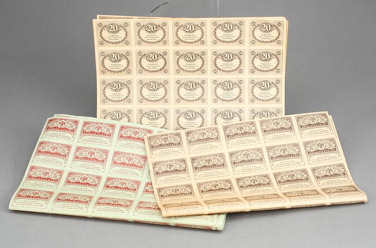 SAMLING SEDLAR, Ryssland, sent 1800- tidigt 1900-tal.