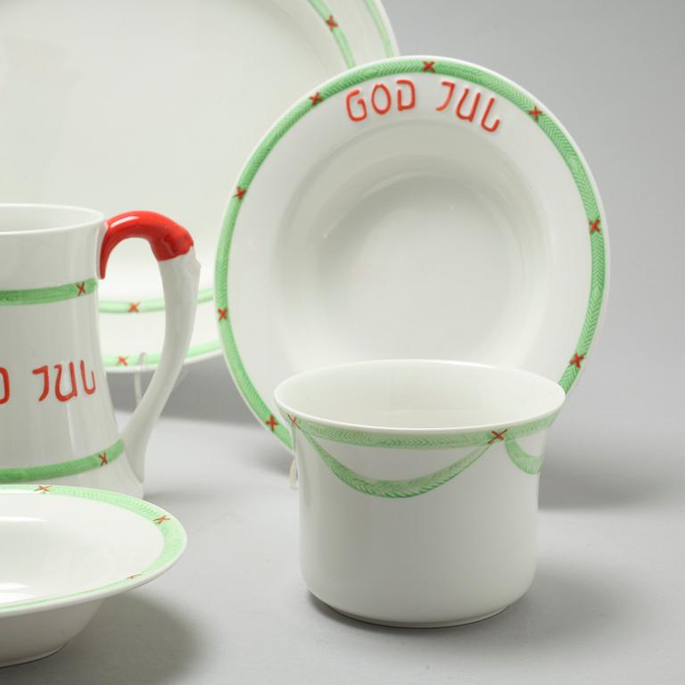 A christmas porcelian tableware set of 37 pcs by Rörstrand from the latter half of the 20th century.