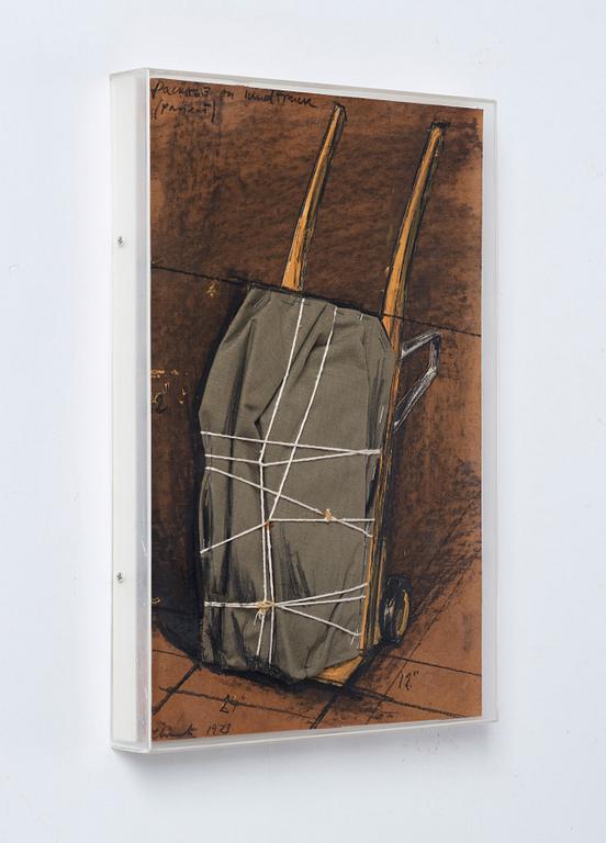 Christo & Jeanne-Claude, "Package on a hand truck (Project)", 1973.