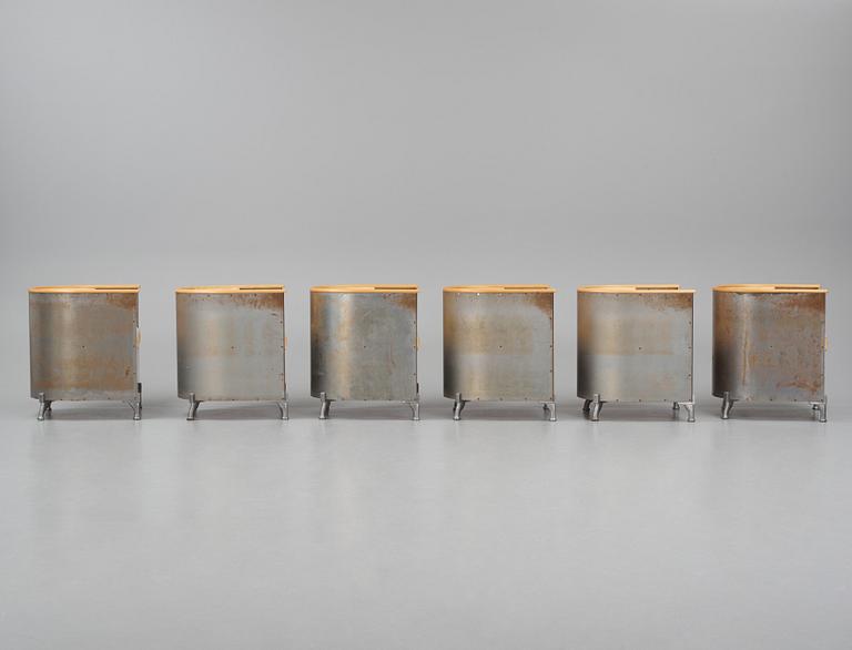 Mats Theselius, a set of six custom ordered "Aluminiumfåtölj", Källemo, Värnamo ca. 1990.