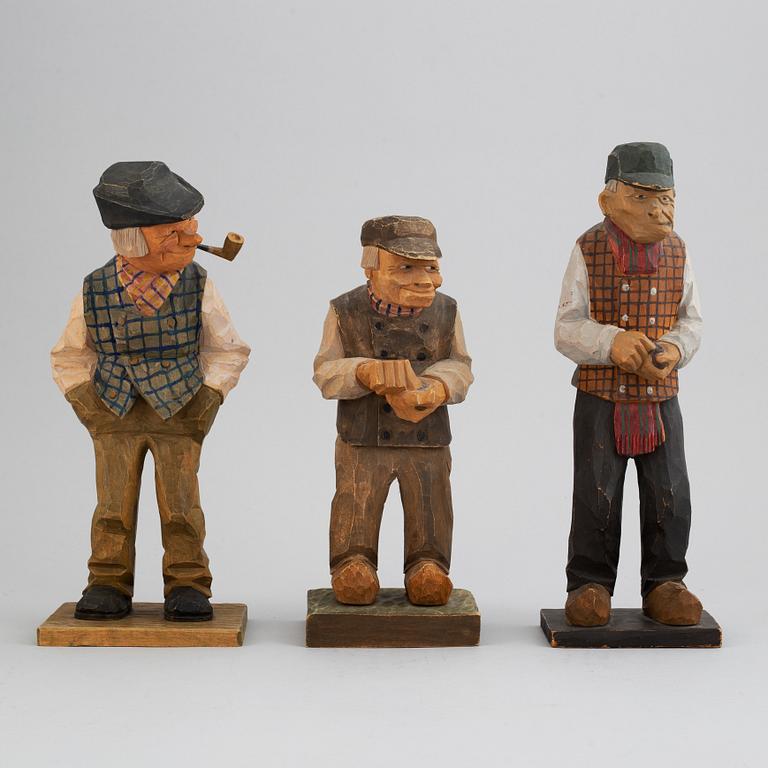 HERMAN ROSELL, sculptures, wood, 3, signed and dated 1927, 1930, 1934.