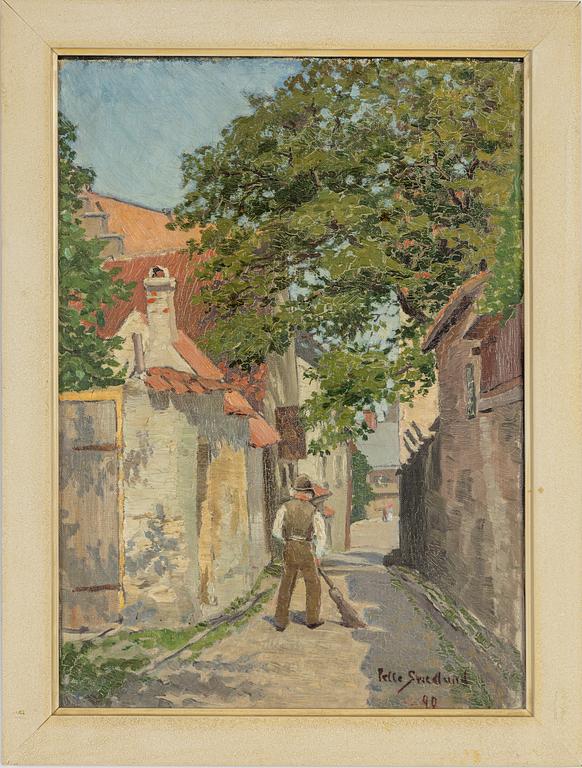 Pelle Swedlund, oil on canvas/papaer-panel, signed and dated -90.