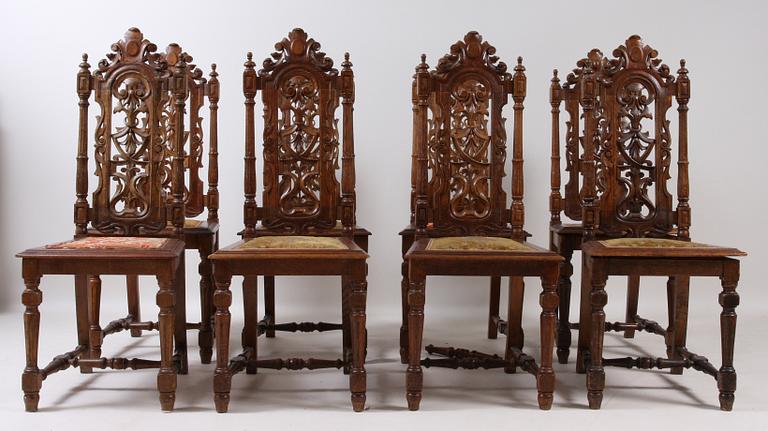 STOLAR, 8 st, nyrenässans, 1800/1900-tal.