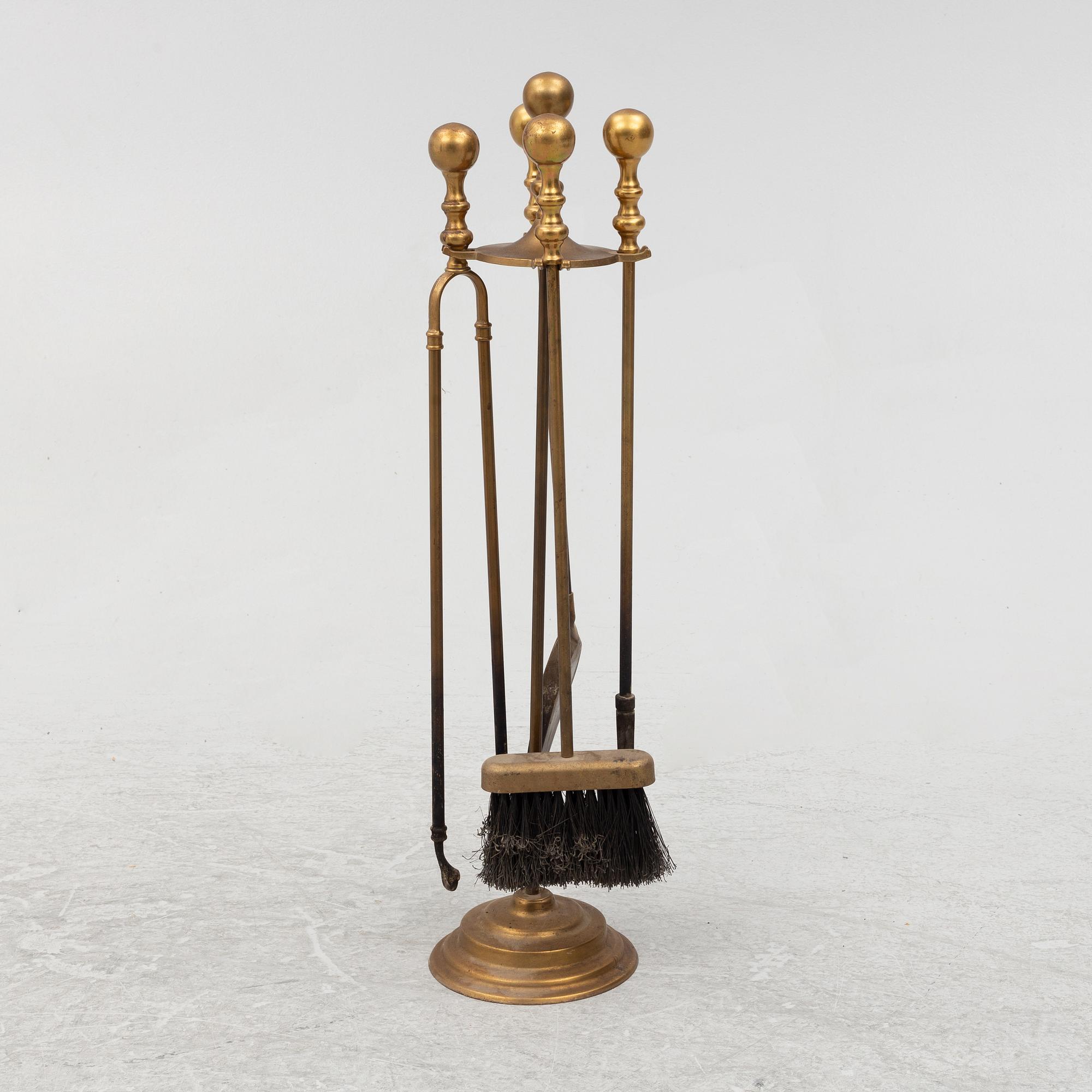Brass fire utensils, early 20th Century.