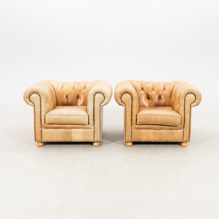 Sofa group 3 pcs Chesterfield model, late 20th century.