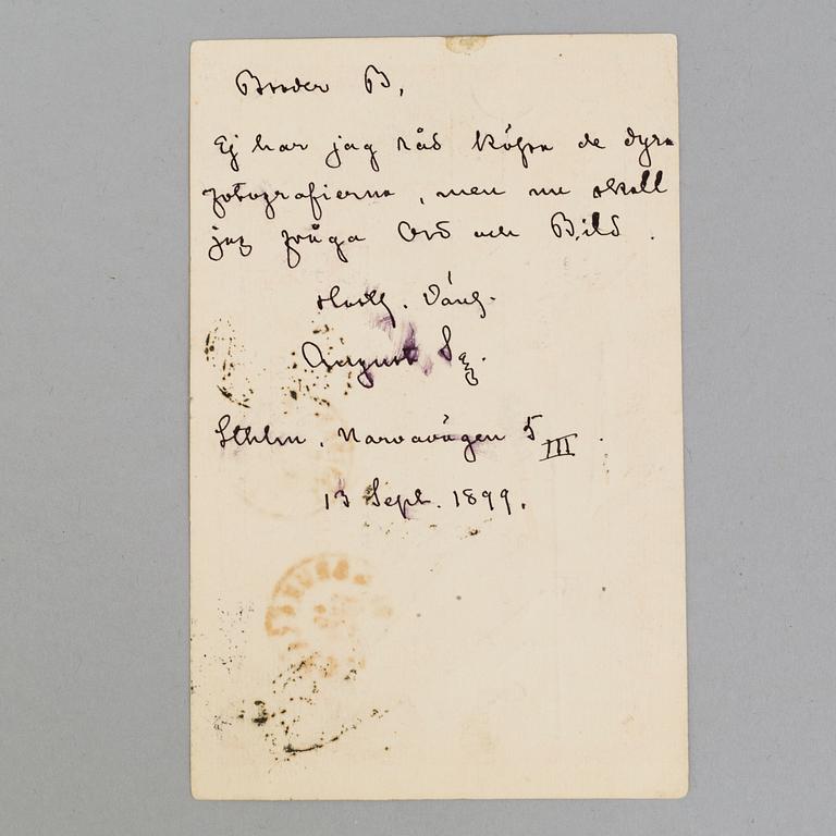 A letter by, August Strindberg dated 1899.