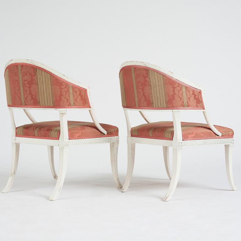 A pair of late Gustavian armchairs by Ephraim Ståhl (master in Stockholm 1794-1820).