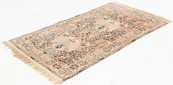 A semi-antique pictoral, part silk, Nain rug, signed by Pahlevan Motefai, ca ca 172 x 101 cm.