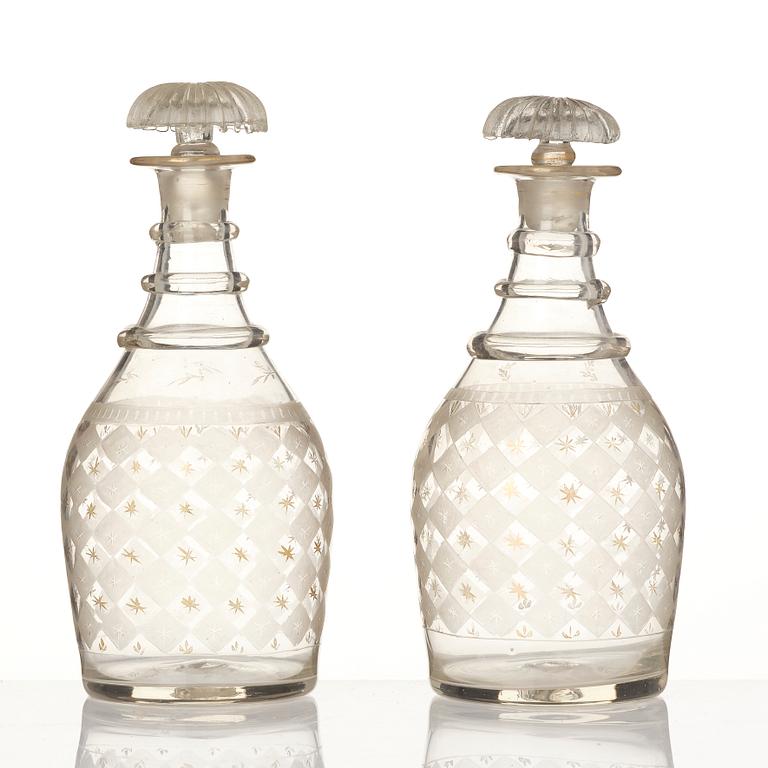 Decanters, a pair, possibly Kosta, circa 1900.