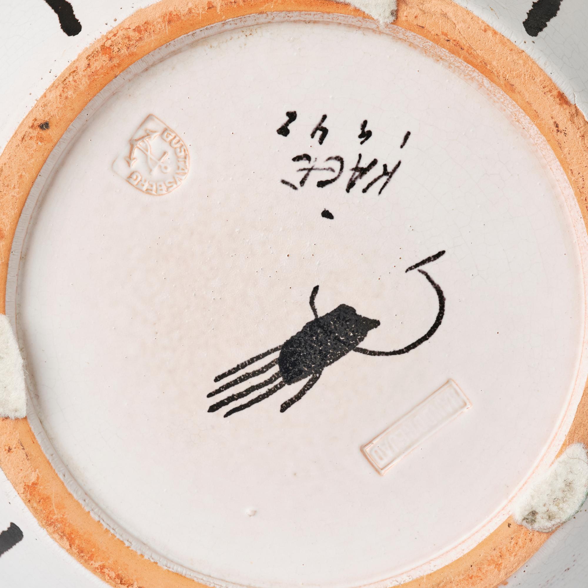 Wilhelm Kåge, a faience vase with handle, Gustavsberg Studio, Sweden, 1942.