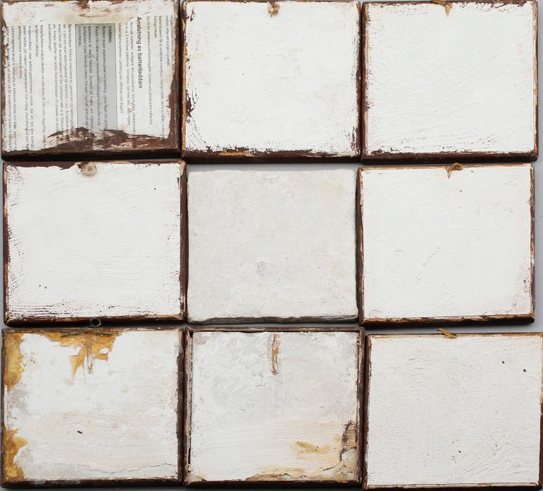 KAKELPLATTOR/FLIS, 9 st, lergods, 1700-tal.