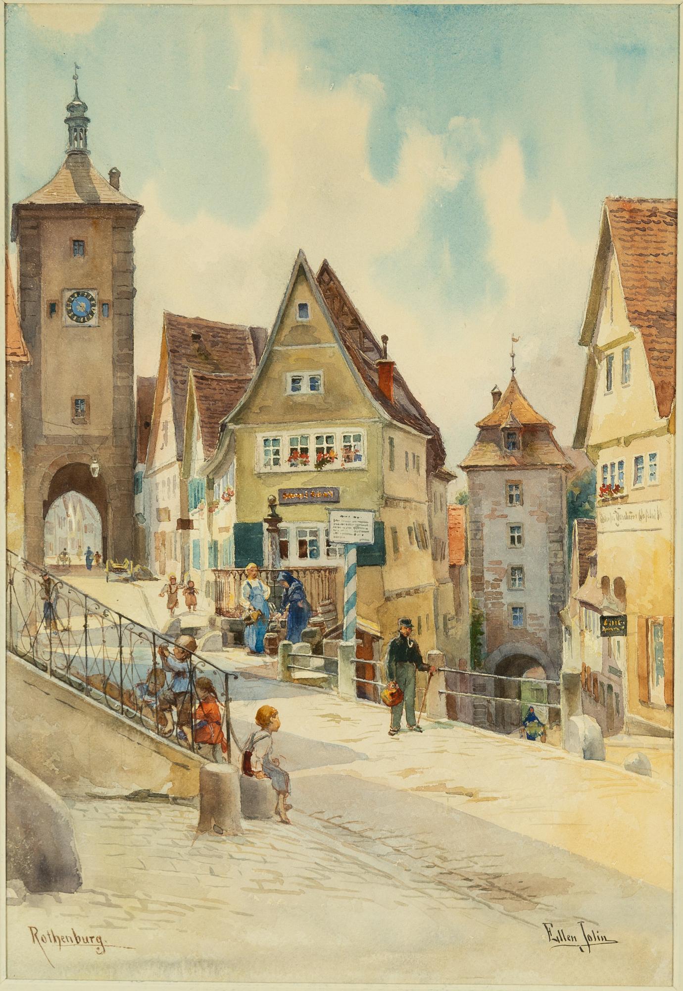 Ellen Jolin, watercolour, signed.