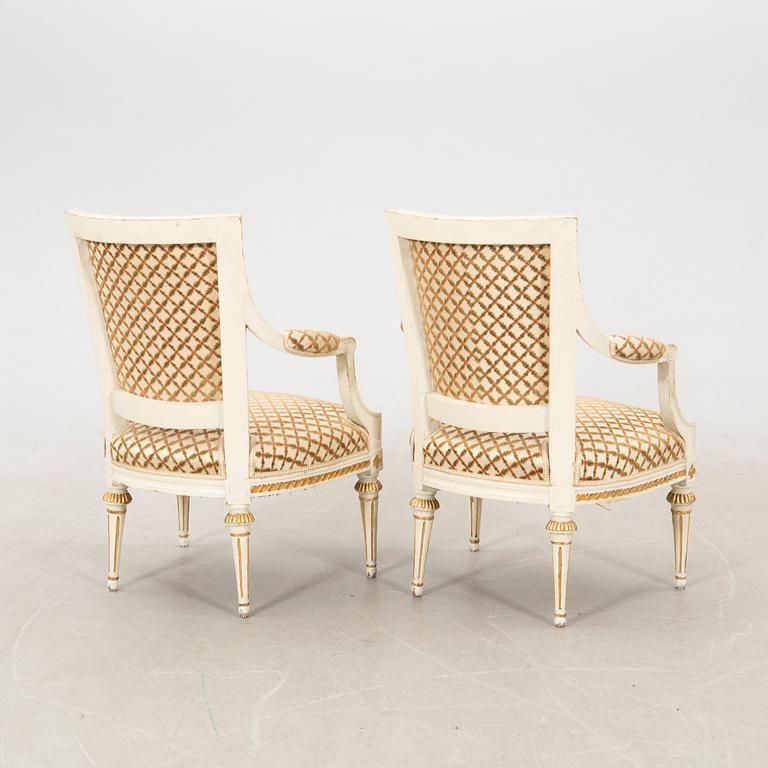 Armchairs, a pair of Gustavian Stockholm works by Johan Hammarström (chairmaker in Stockholm 1794 - 1812/19).