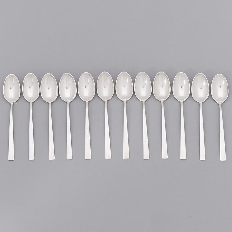 BERTEL GARDBERG, a 108-piece set of "Birgitta" silver cutlery, marked BG, Hopeatehdas oy, Helsinki 1956-61.