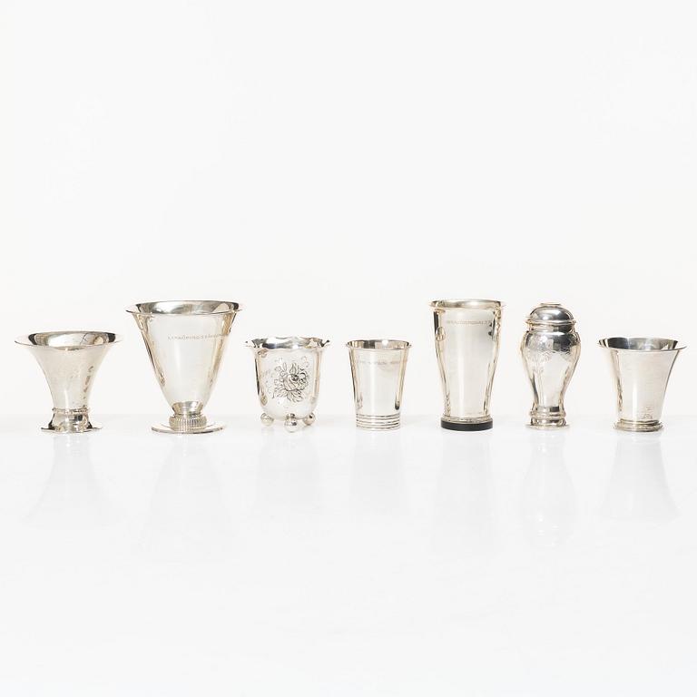 Bägare, 7 st, silver, GAB, 1900-tal.