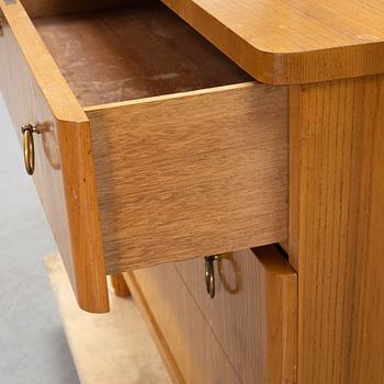 An elm wood veneered dresser, mid 20th Century.