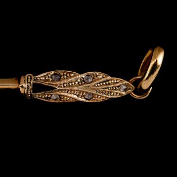 LORGNETTE, 9 k guld, art déco, 1900-talets första hälft. Total vikt ca 24 gram.