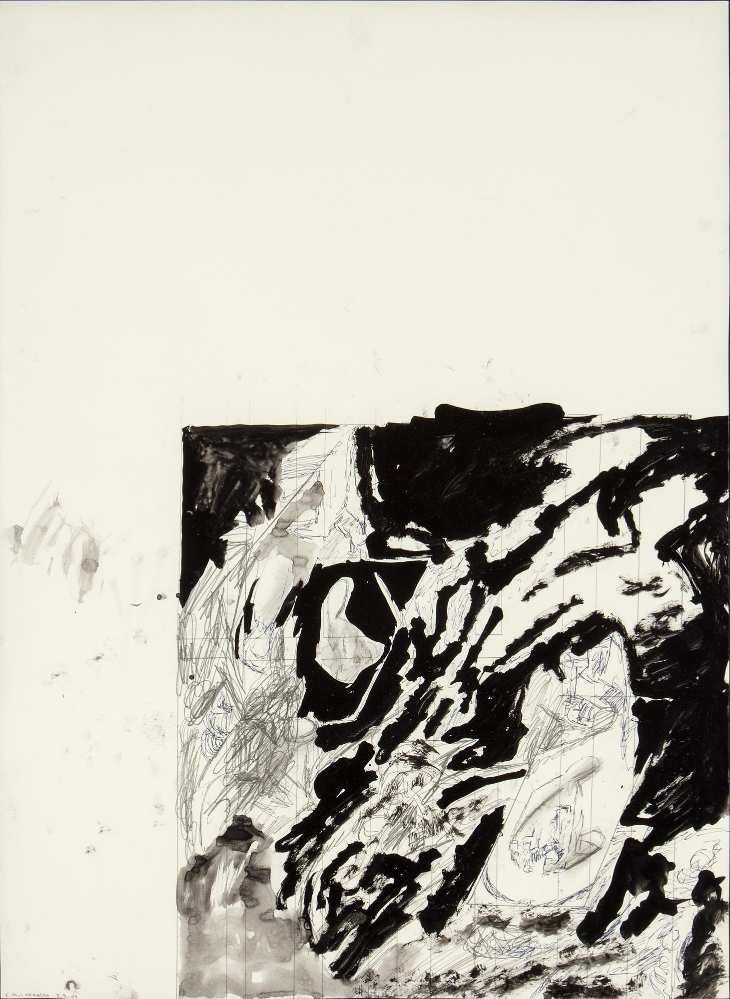 CARL MICHAEL LUNDBERG, blandteknik på papper, signerad CM Lundberg och daterad 5.3.07.