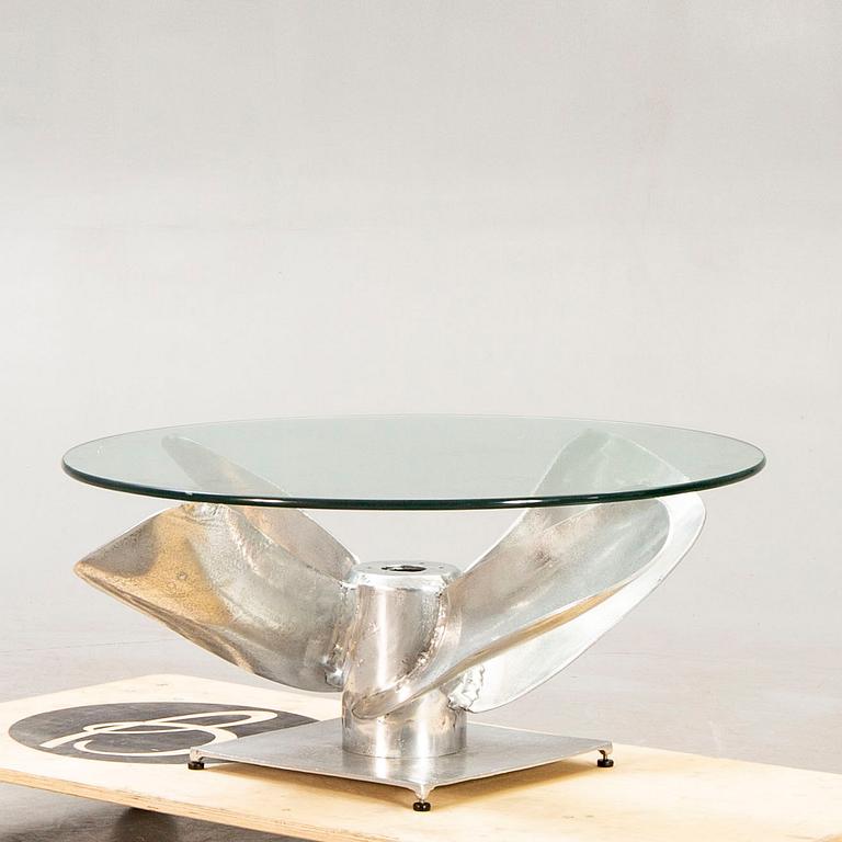 A 21st century aluminium coffee table.